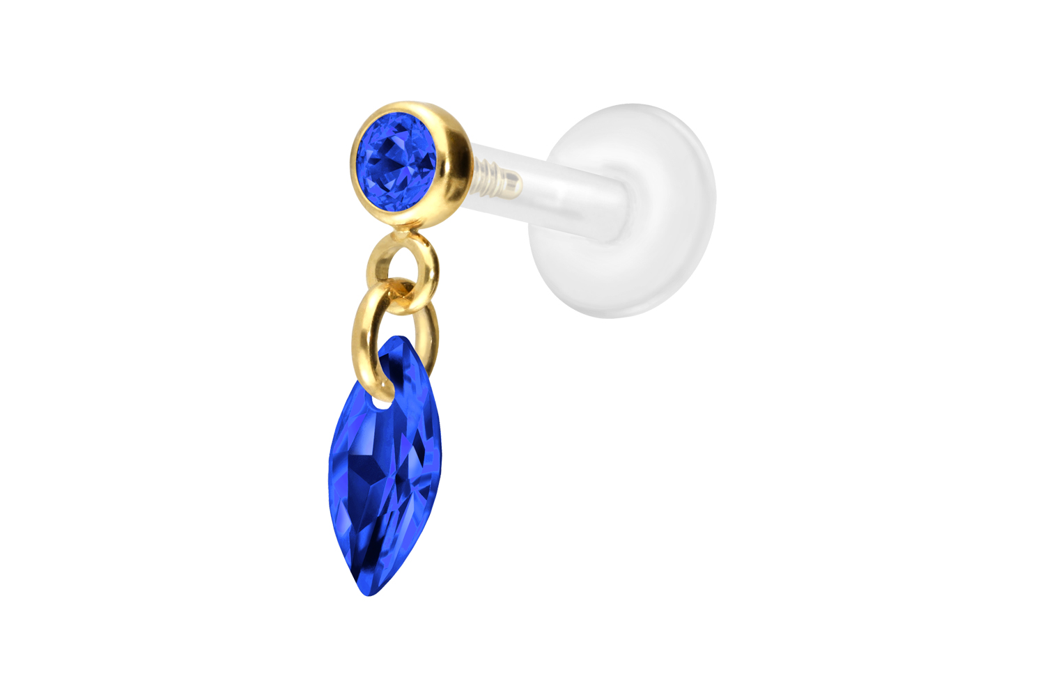 PTFE Labret Piercing mit Innengewinde + Titan-Aufsatz KRISTALLOVAL